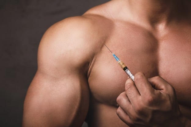muscular man with syringe his hand concept strength workout anabolic steroids usage 144962 12567
